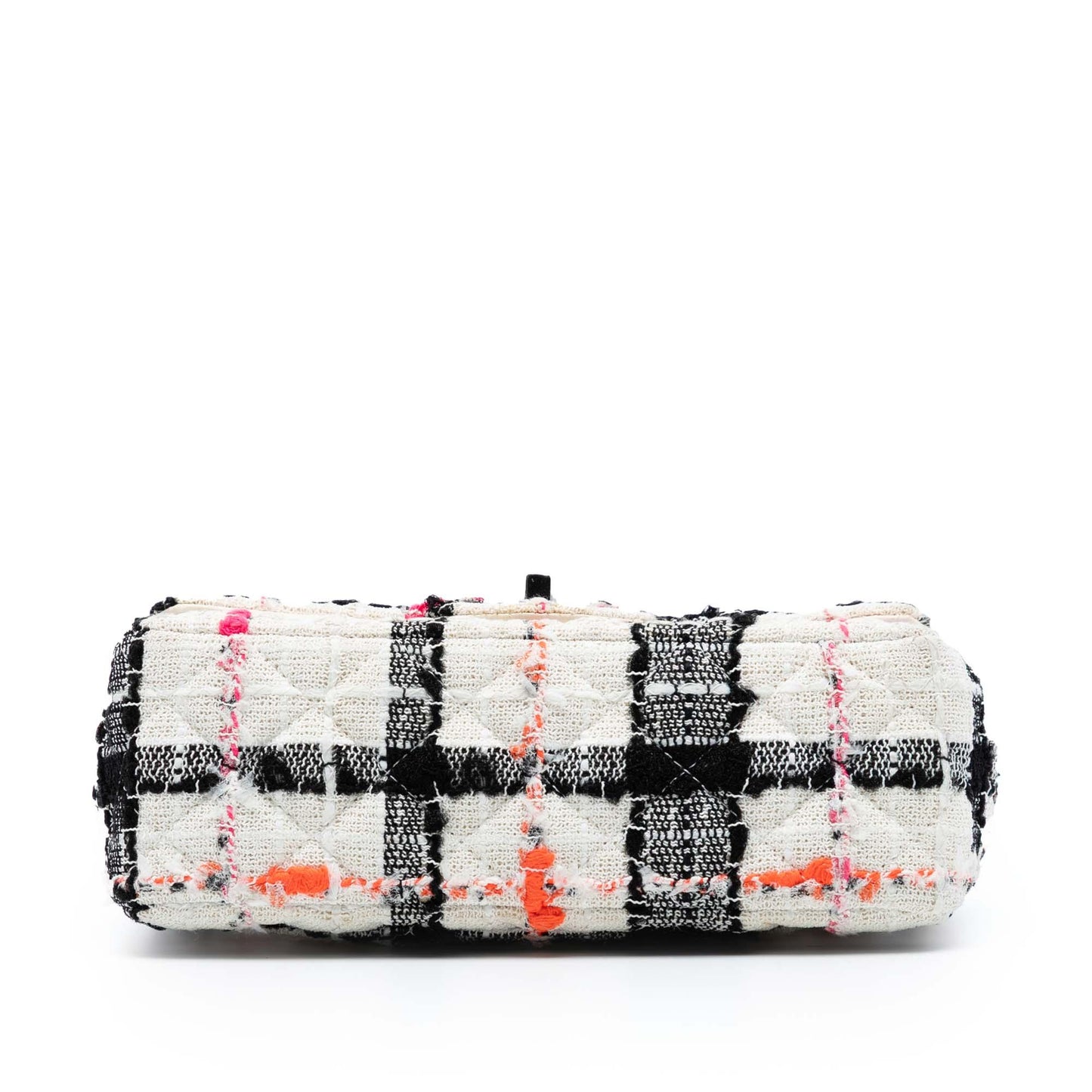 White Chanel Mini Rectangular Classic Tweed Check Single Flap Crossbody Bag