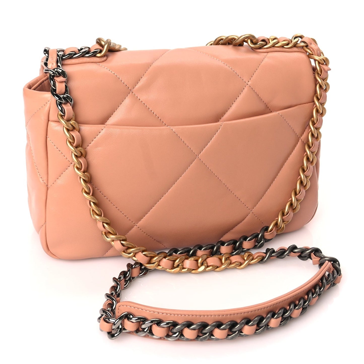 Chanel Lambskin Quilted Medium Chanel 19 Flap Beige