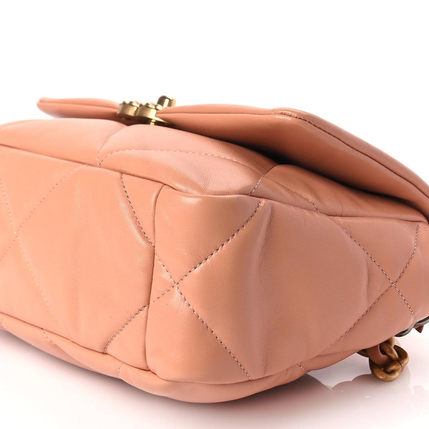 Chanel Lambskin Quilted Medium Chanel 19 Flap Beige