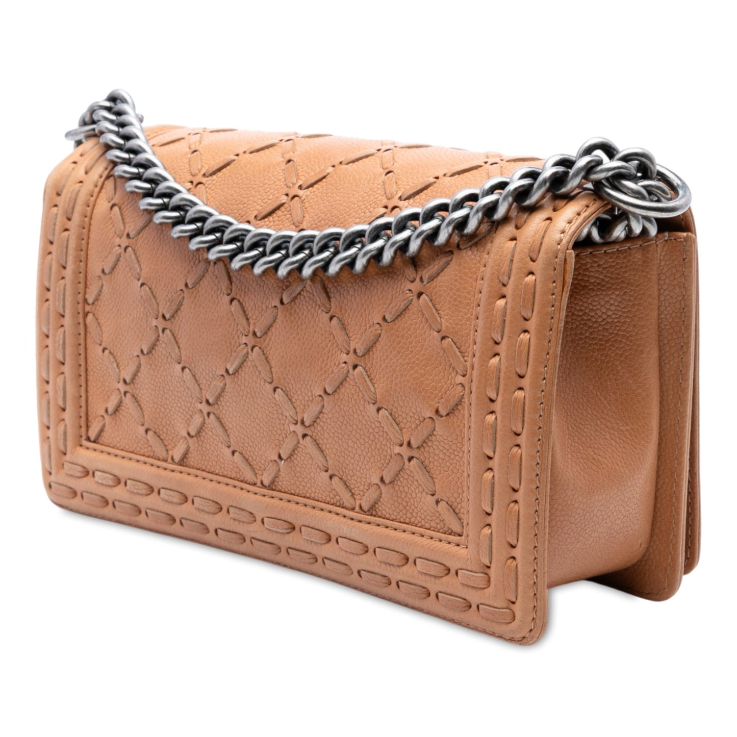 Brown Chanel Medium Caviar Stitched Boy Flap Crossbody Bag