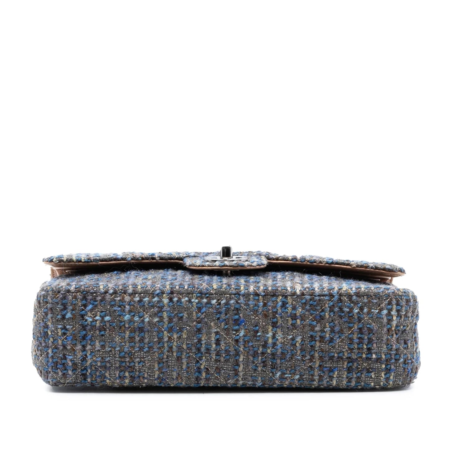 Blue Chanel Medium Classic Tweed Double Flap Shoulder Bag