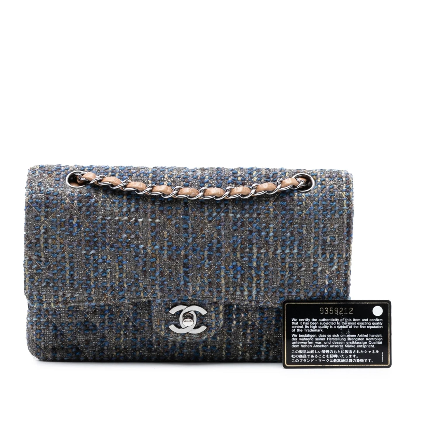 Blue Chanel Medium Classic Tweed Double Flap Shoulder Bag