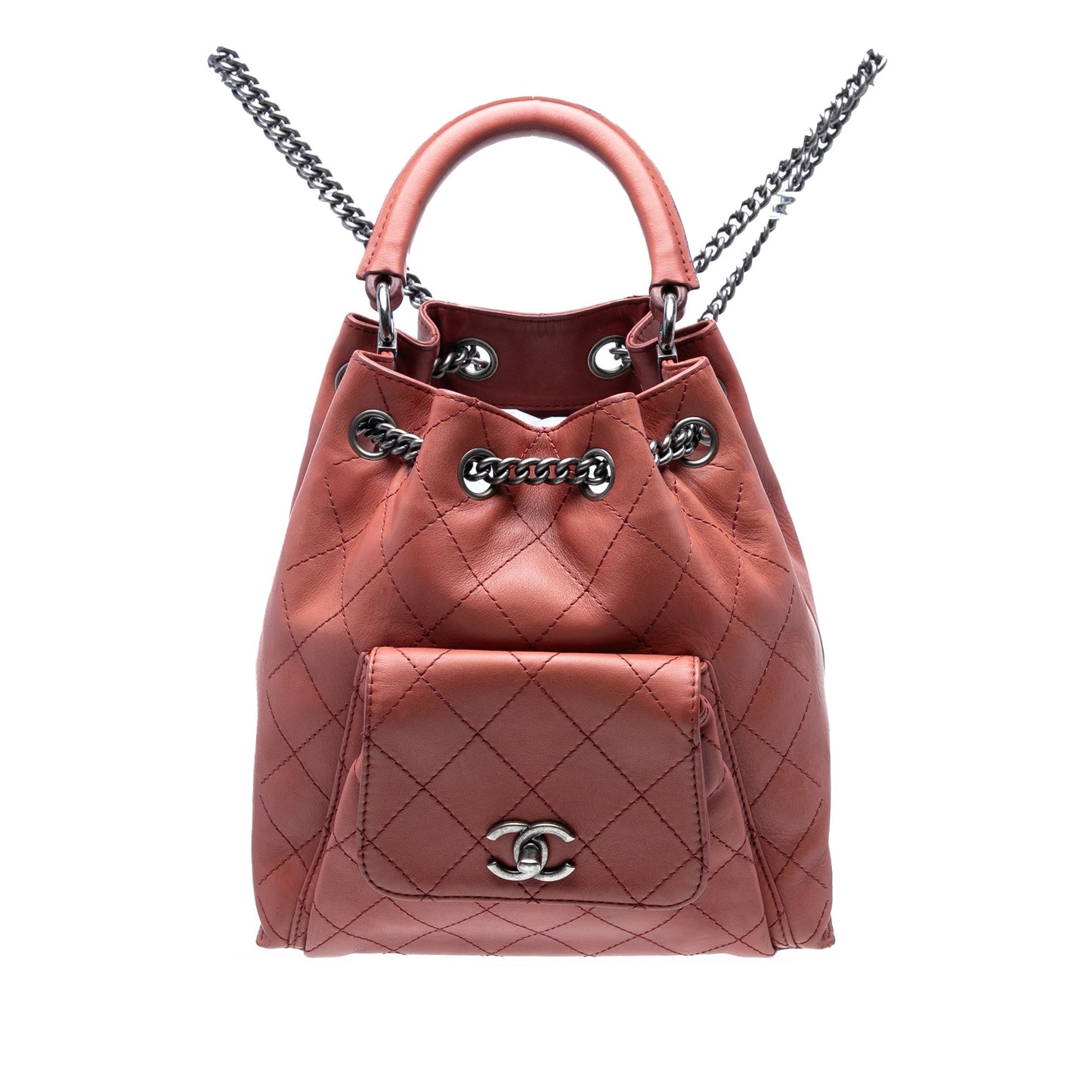 Red Chanel Medium Stitched Calfskin Urban Luxury Drawstring Backpack