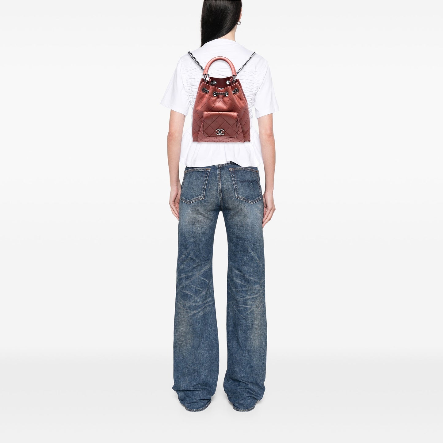 Red Chanel Medium Stitched Calfskin Urban Luxury Drawstring Backpack