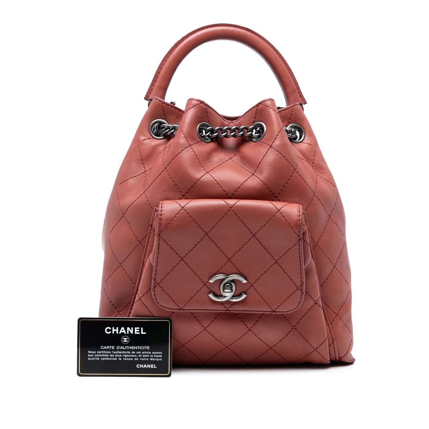 Red Chanel Medium Stitched Calfskin Urban Luxury Drawstring Backpack