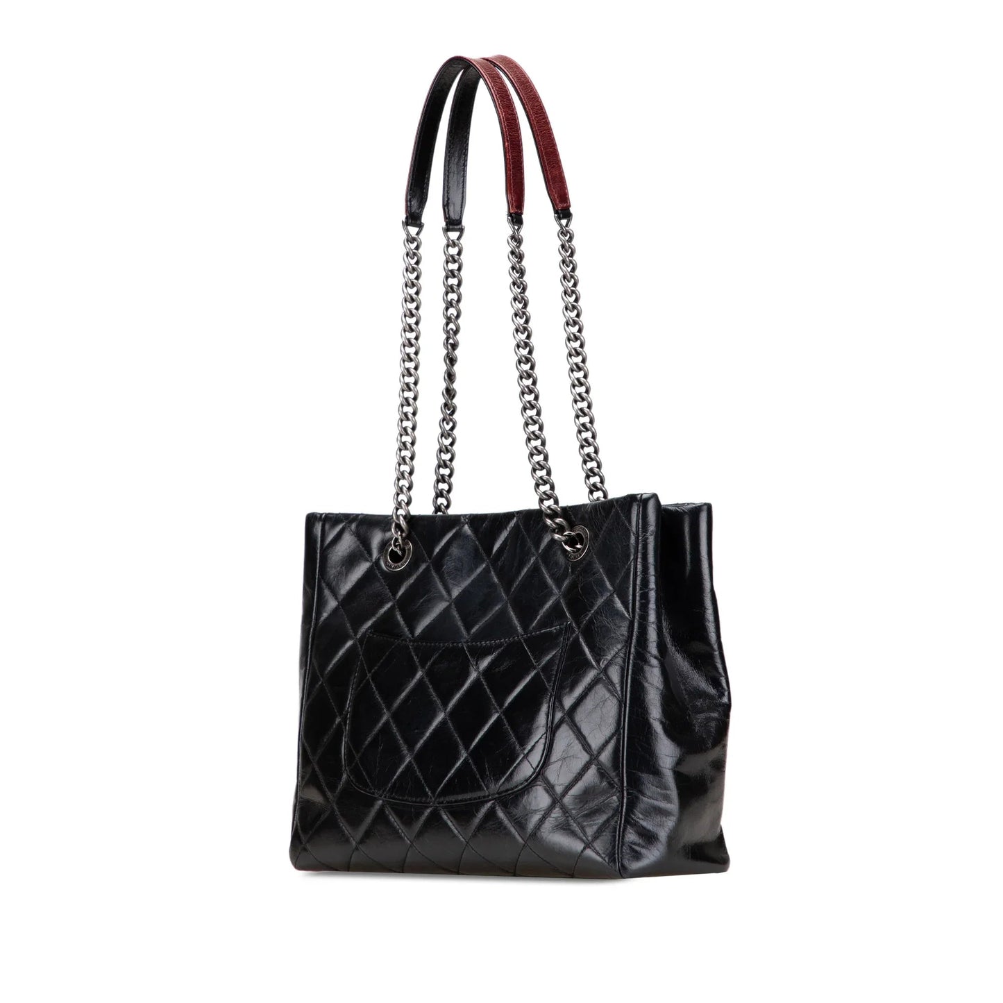 Black Chanel Small Quilted Glazed Calfskin Duo Color Tote