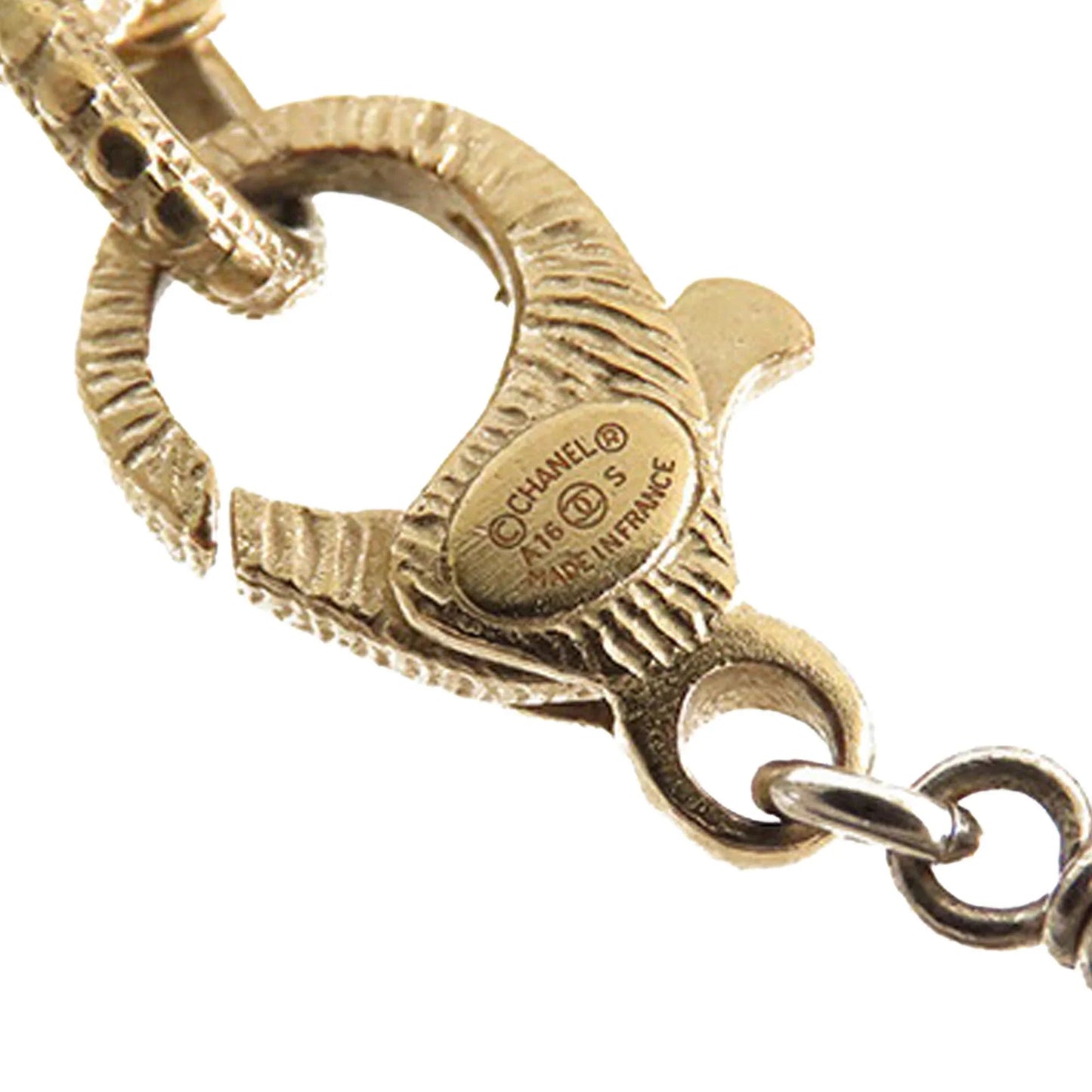 Gold Chanel CC Gold and Palladium Plated Station Bracelet