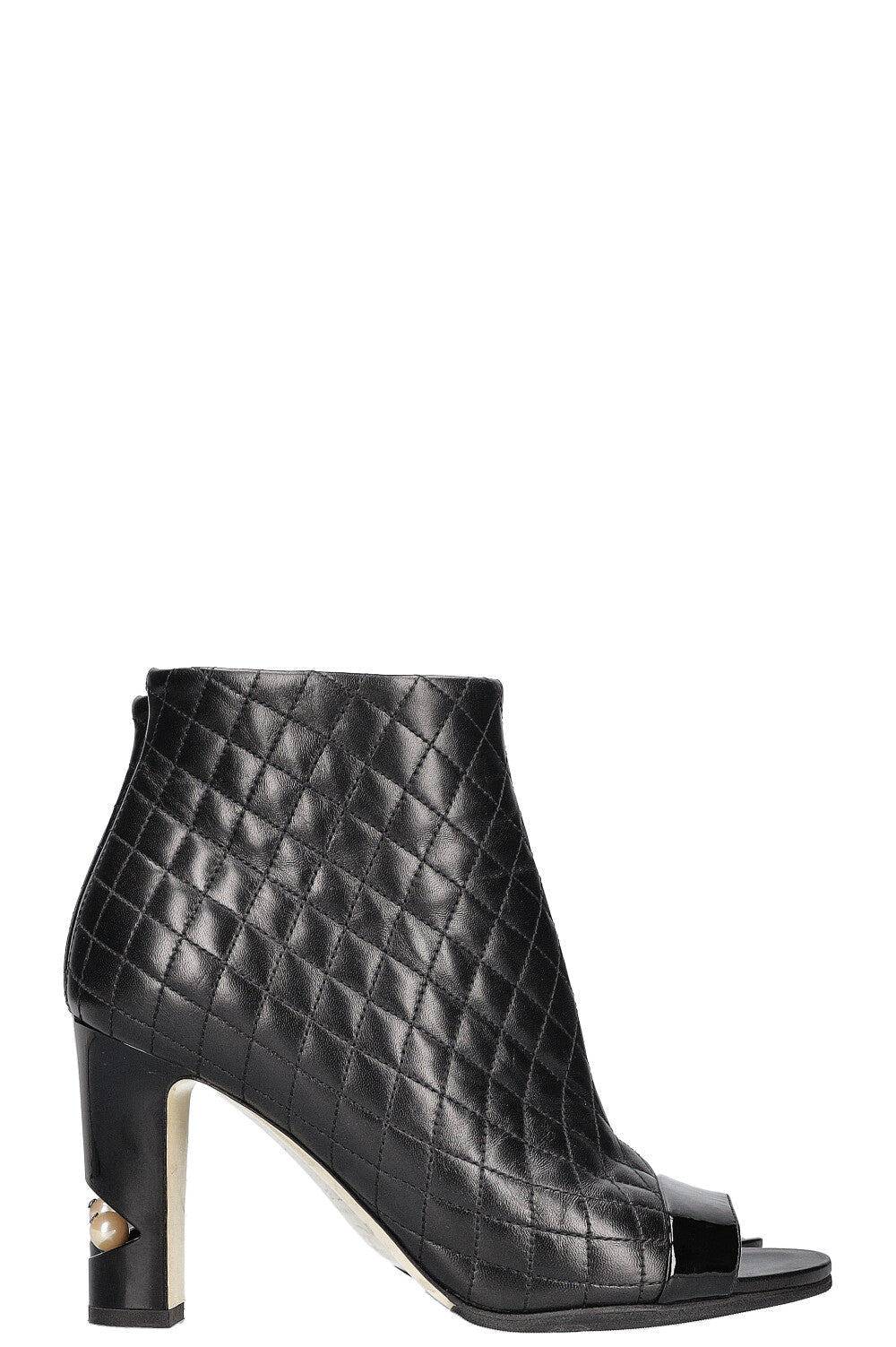 CHANEL Quilted Pearl Boots Black