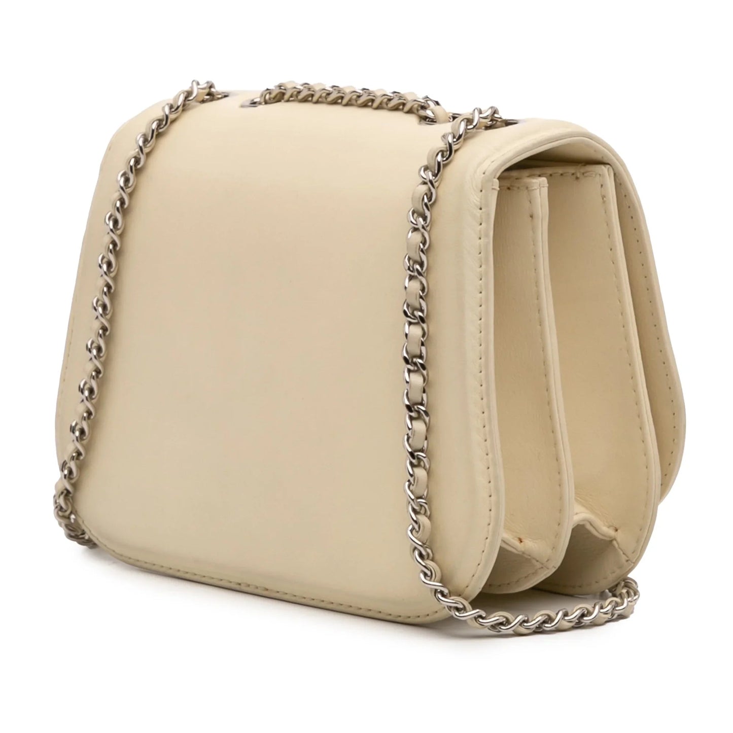 Beige Chanel Small Calfskin Braided Chic Flap Shoulder Bag