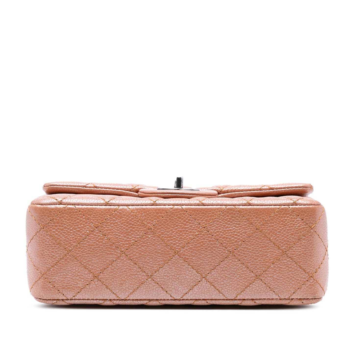Pink Chanel Mini Rectangular Classic Metallic Caviar Single Flap Crossbody Bag