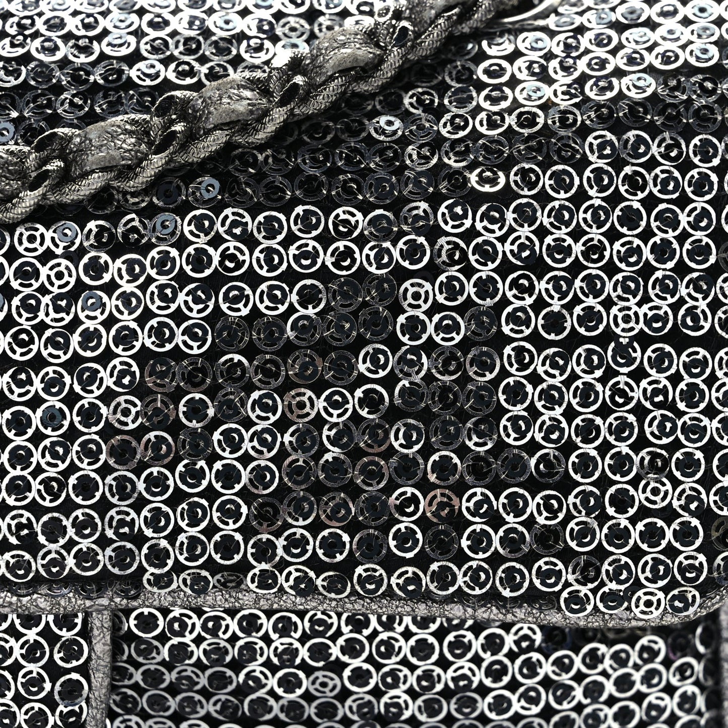 Chanel Sequin Medium Single Flap Dark Silver