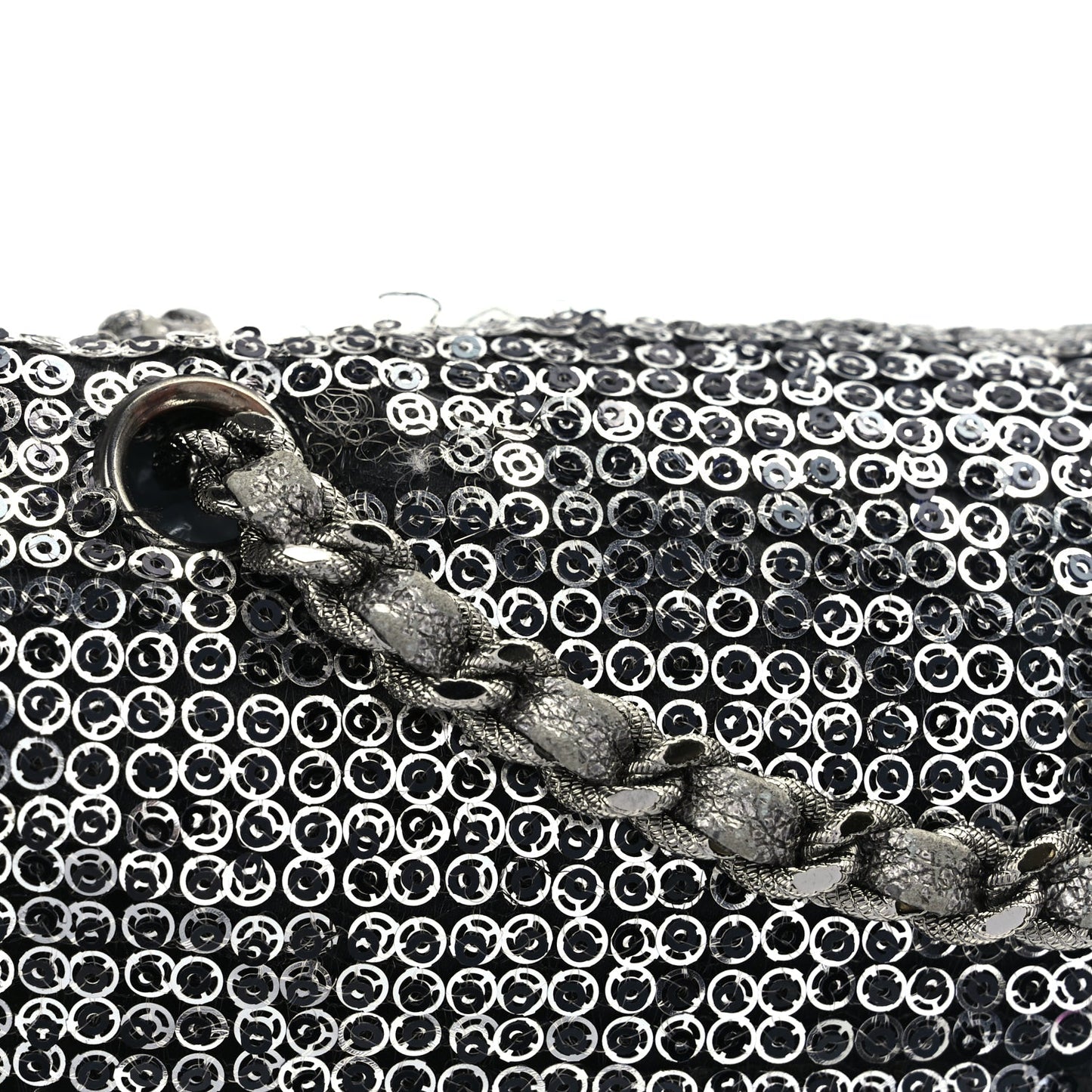 Chanel Sequin Medium Single Flap Dark Silver