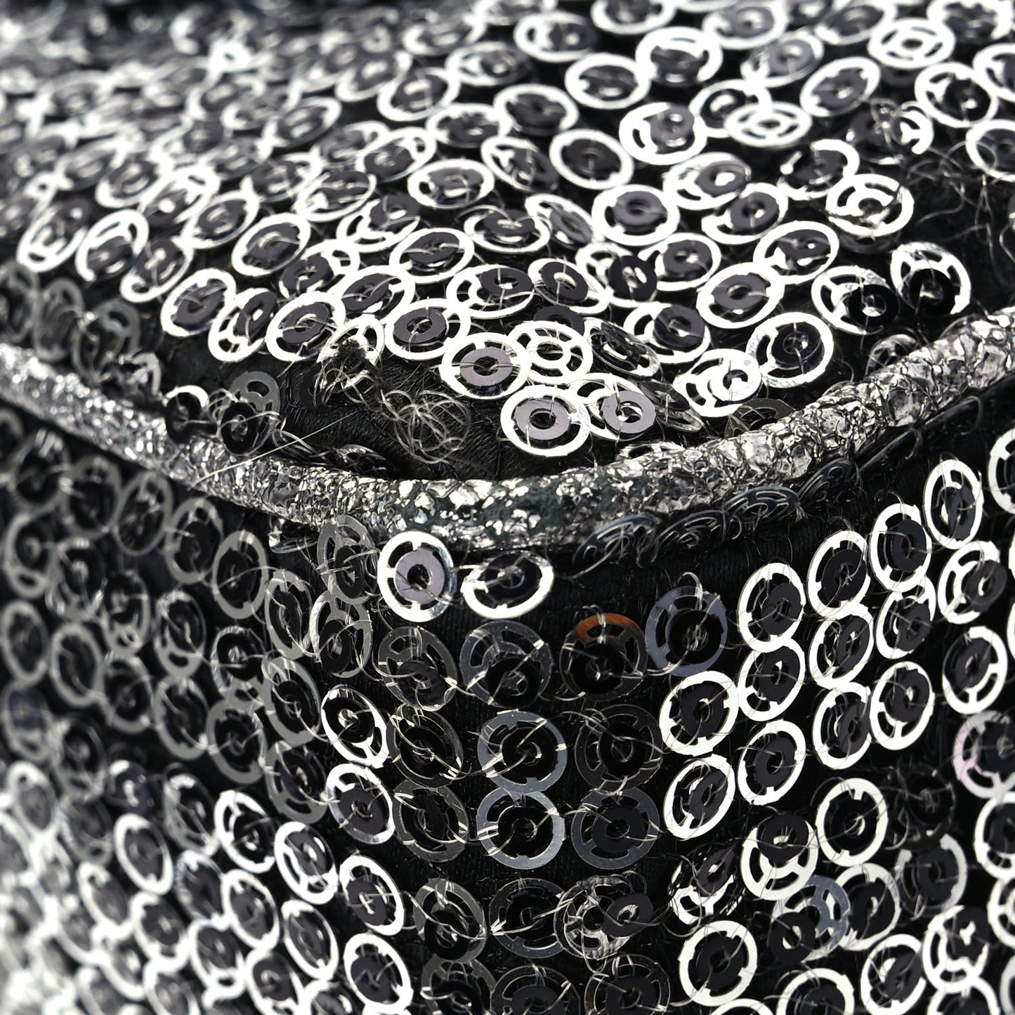 Chanel Sequin Medium Single Flap Dark Silver