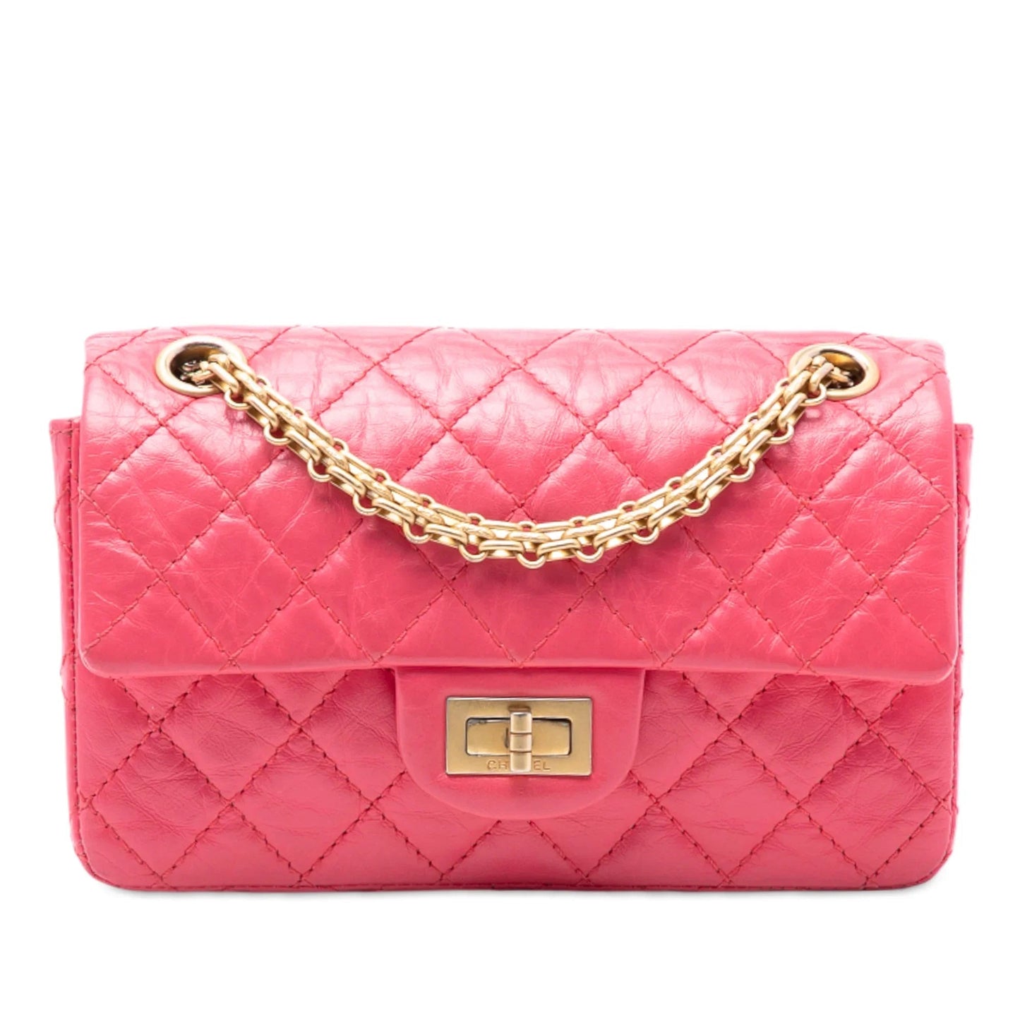 Pink Chanel Quilted Aged Calfskin Reissue 2.55 Single Flap 224 Crossbody Bag