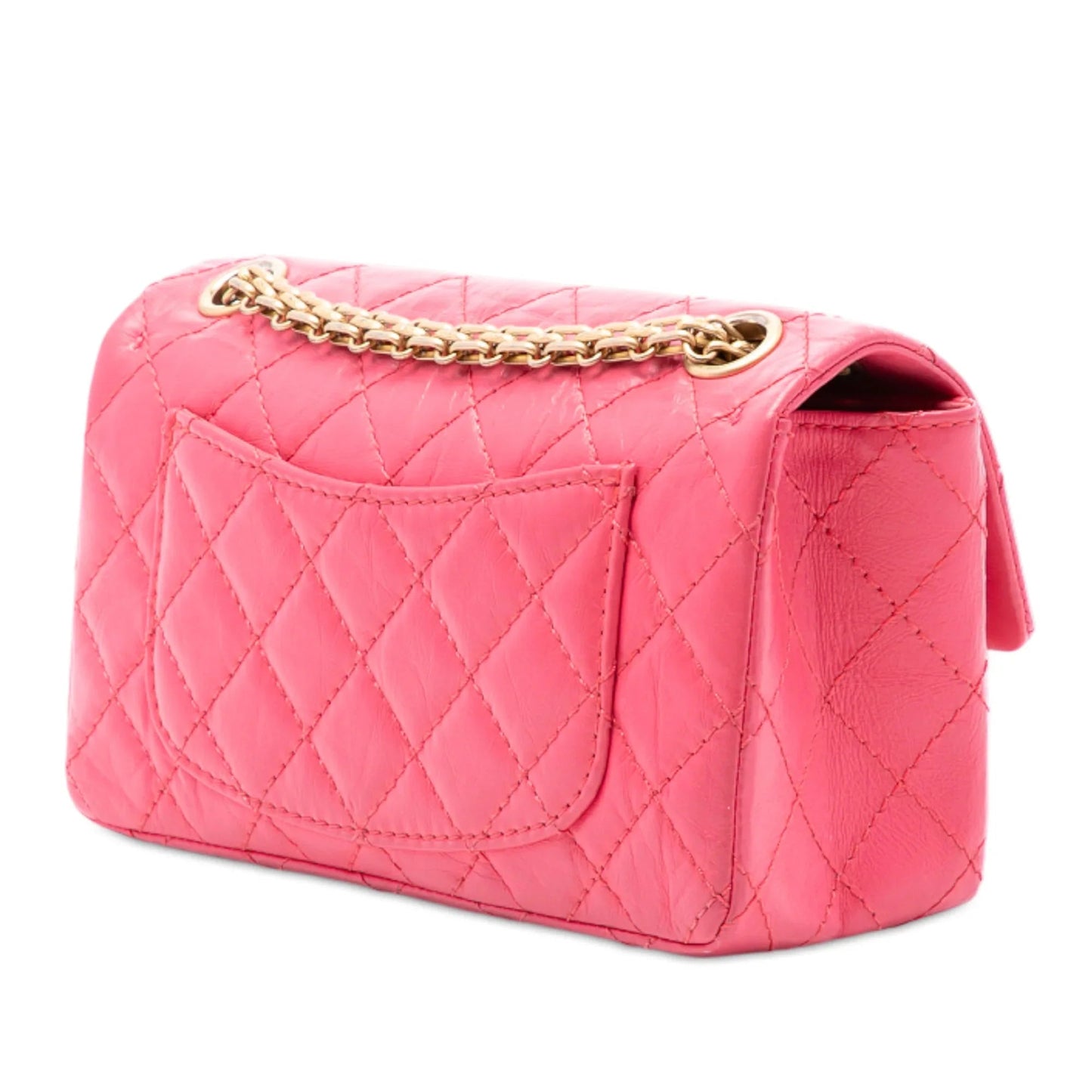 Pink Chanel Quilted Aged Calfskin Reissue 2.55 Single Flap 224 Crossbody Bag