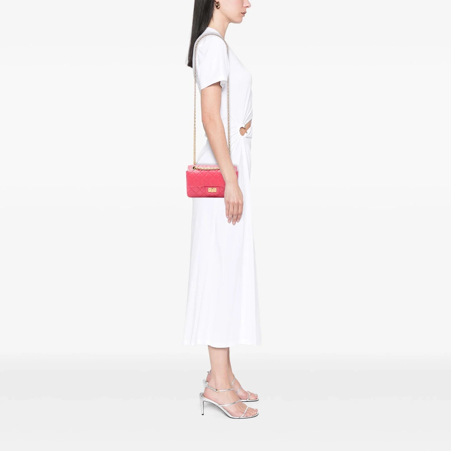 Pink Chanel Quilted Aged Calfskin Reissue 2.55 Single Flap 224 Crossbody Bag