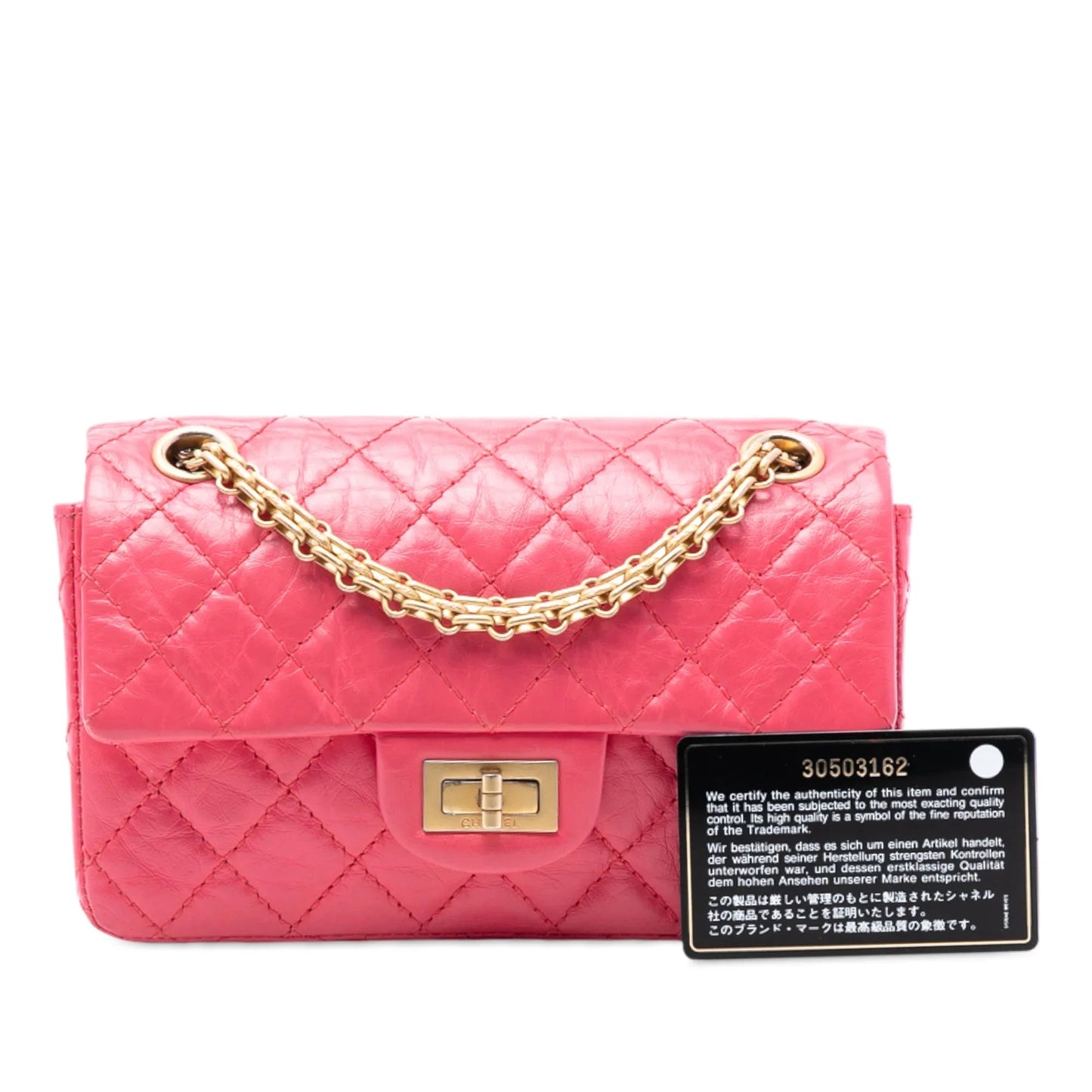 Pink Chanel Quilted Aged Calfskin Reissue 2.55 Single Flap 224 Crossbody Bag