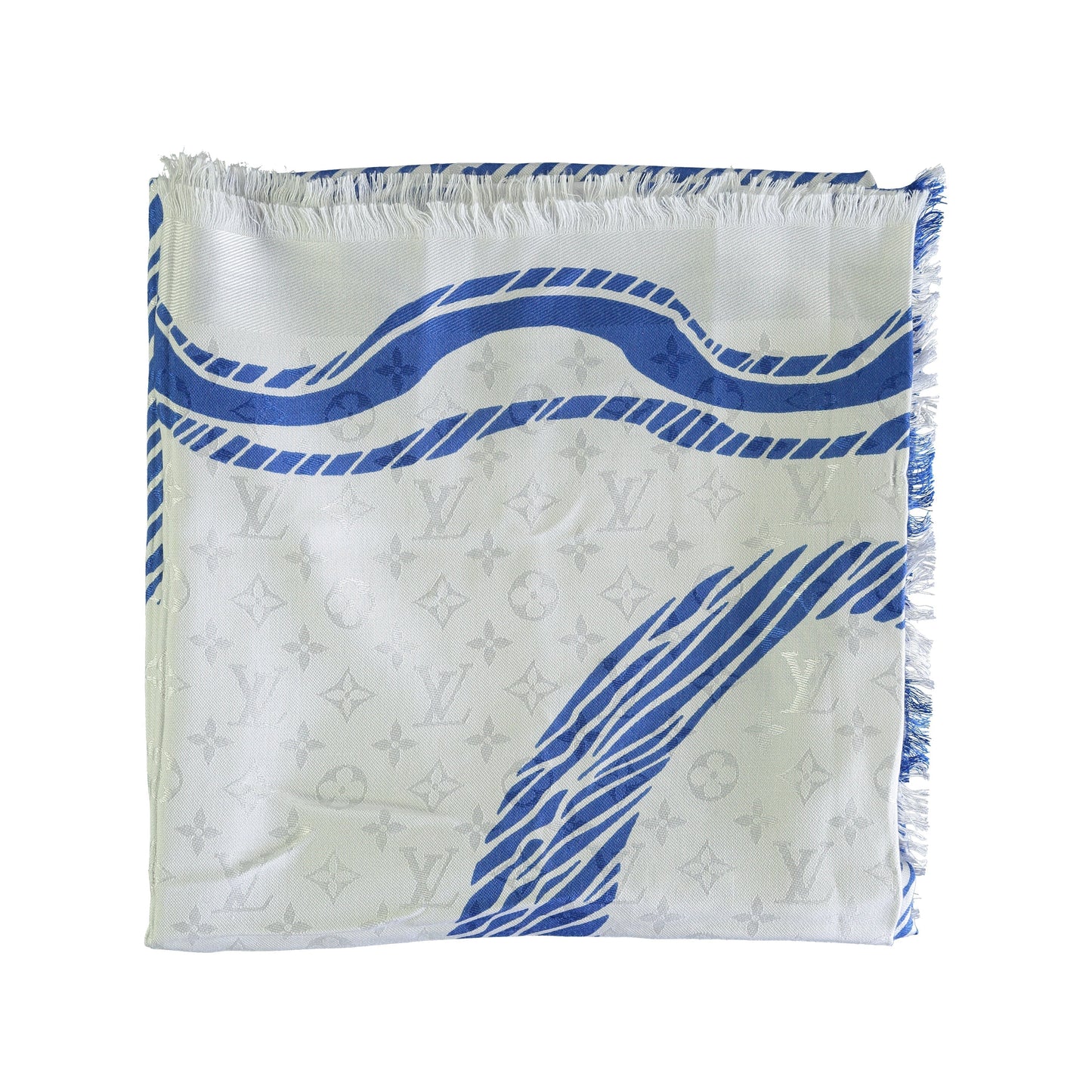 LOUIS VUITTON Louis Vuitton Blue and White Alma Print Scarf