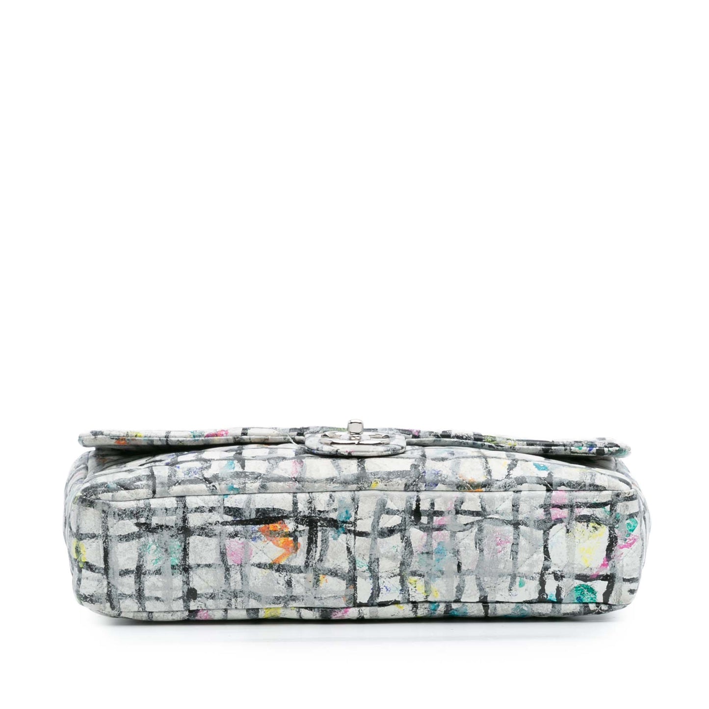 White Chanel Medium Calfskin Hand Painted Graffiti Flap Shoulder Bag
