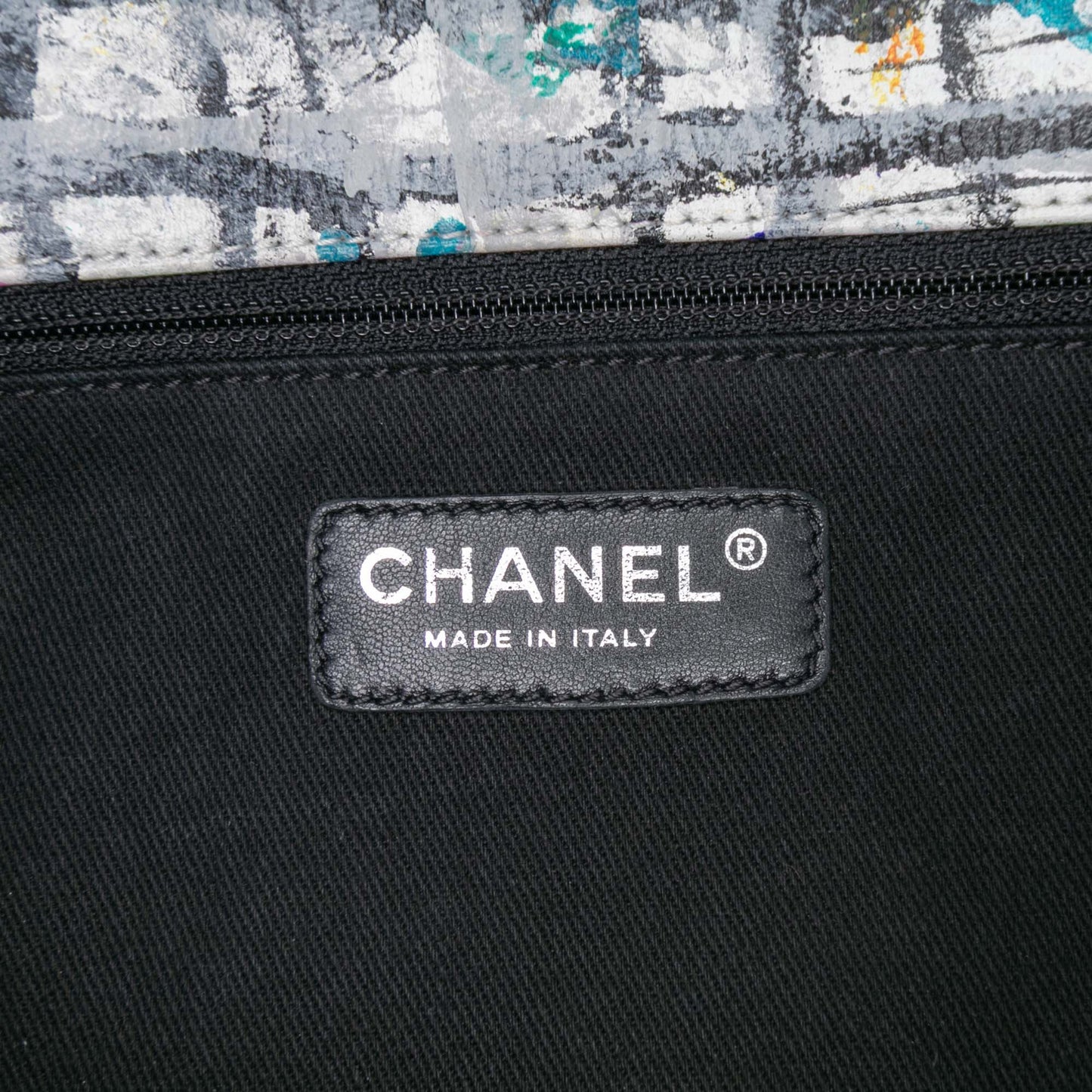 White Chanel Medium Calfskin Hand Painted Graffiti Flap Shoulder Bag