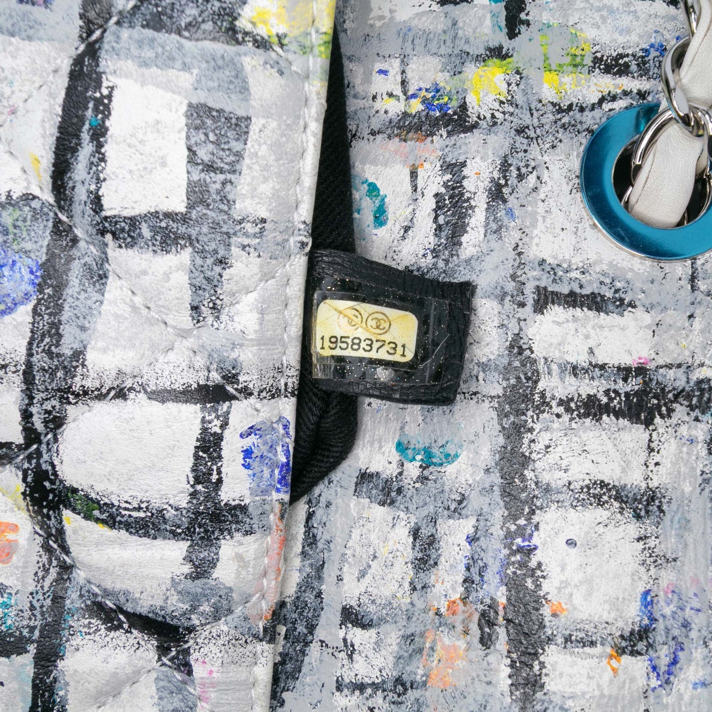 White Chanel Medium Calfskin Hand Painted Graffiti Flap Shoulder Bag