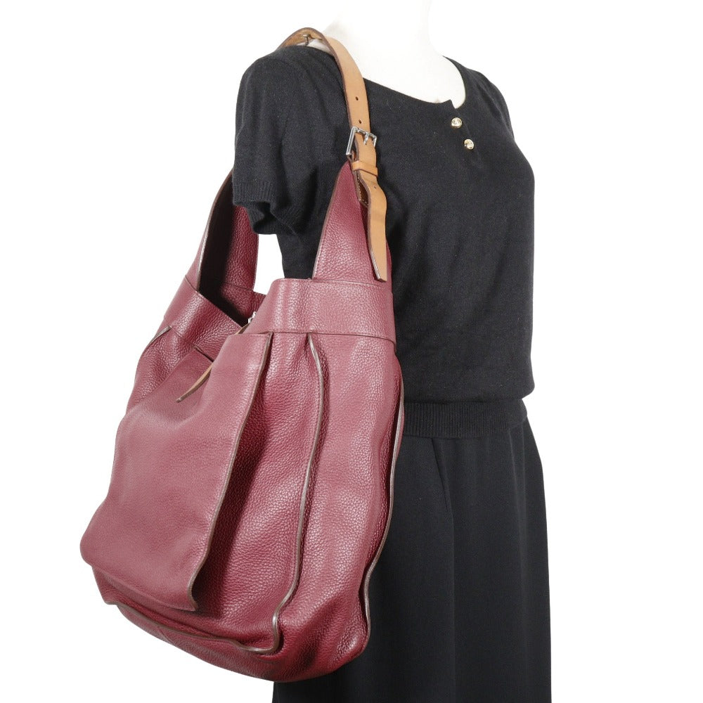 HERMES Shoulder Bag Taurillon Clemence Red Marwali GM Women  d