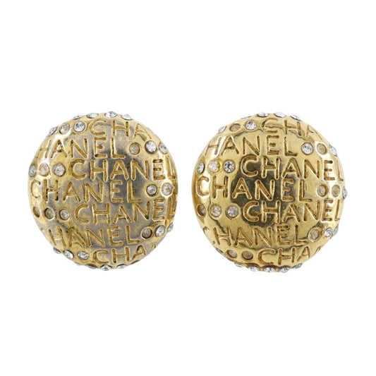 CHANEL Earring Plated Gold, Rhinestones gold   logo