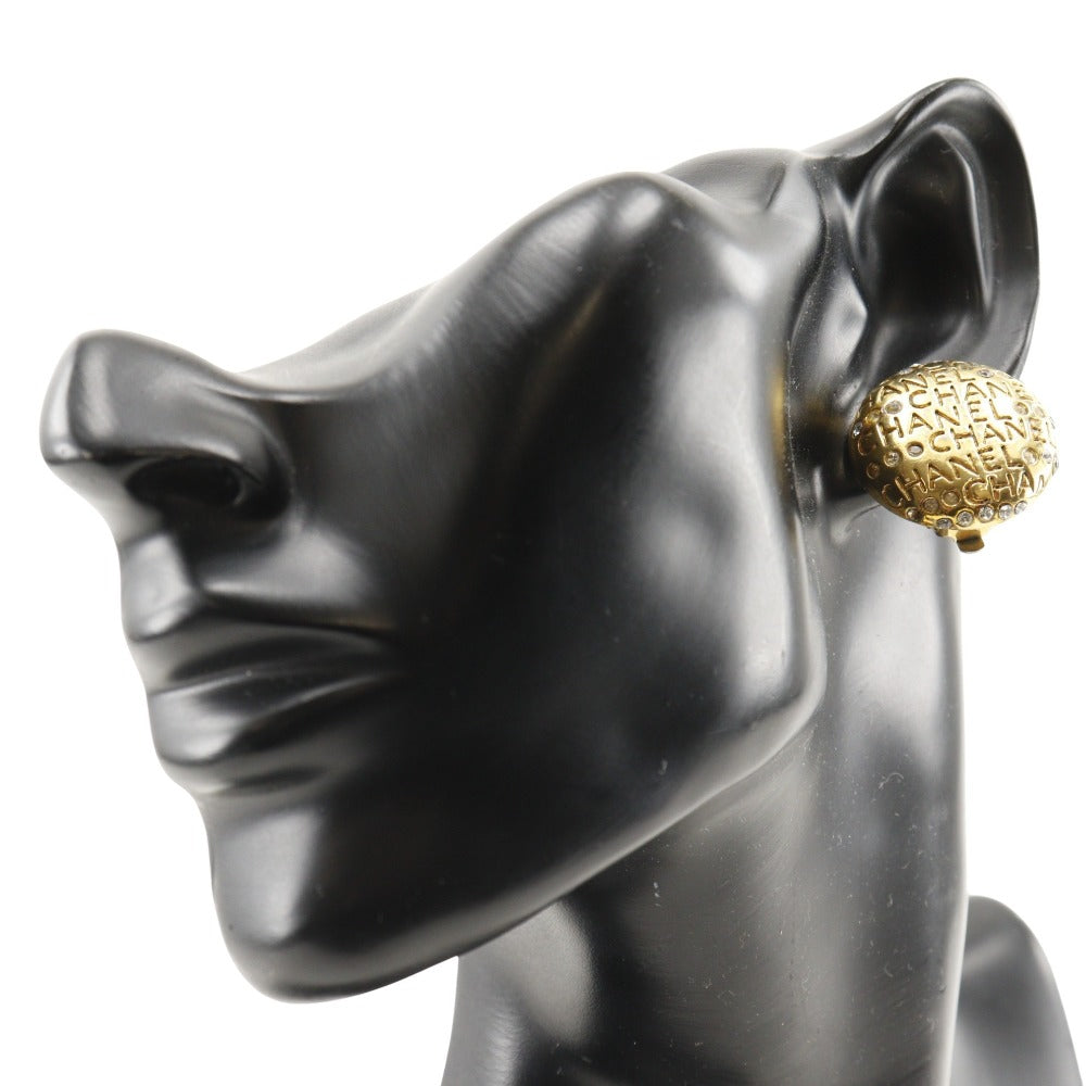 CHANEL Earring Plated Gold, Rhinestones gold   logo