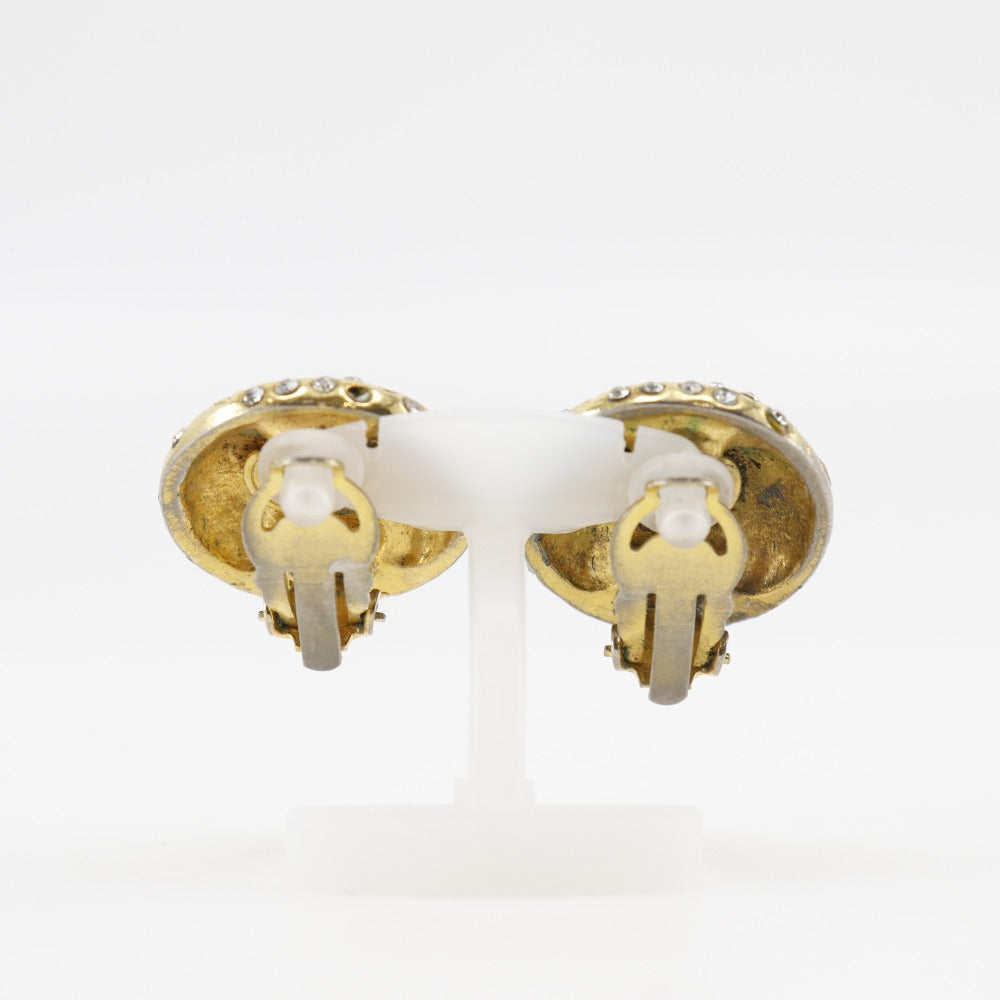 CHANEL Earring Plated Gold, Rhinestones gold   logo