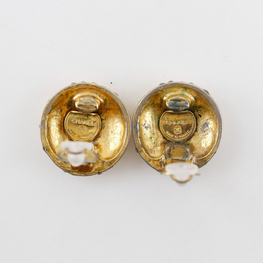 CHANEL Earring Plated Gold, Rhinestones gold   logo