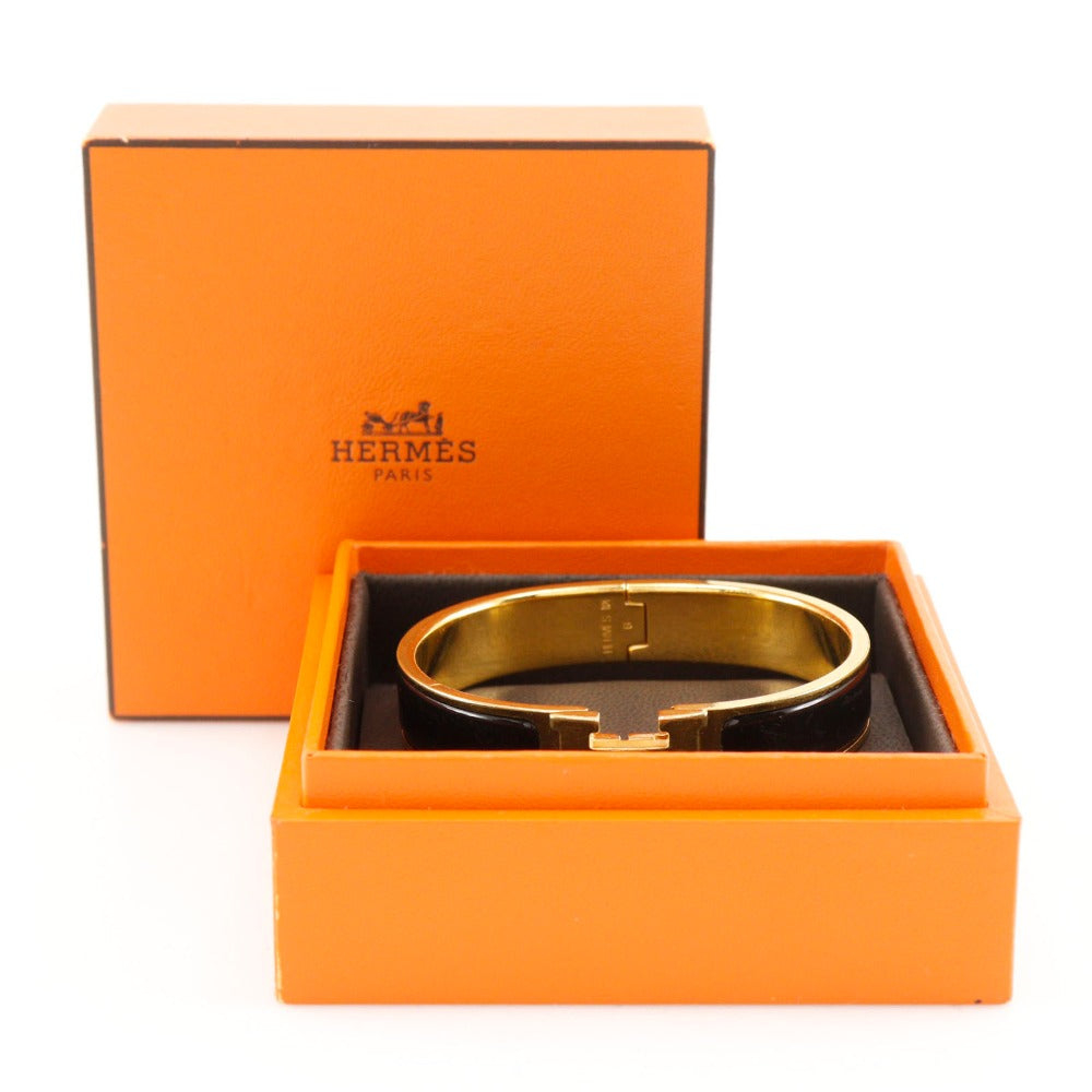 HERMES Bangle Plated Gold black Click H Women  d