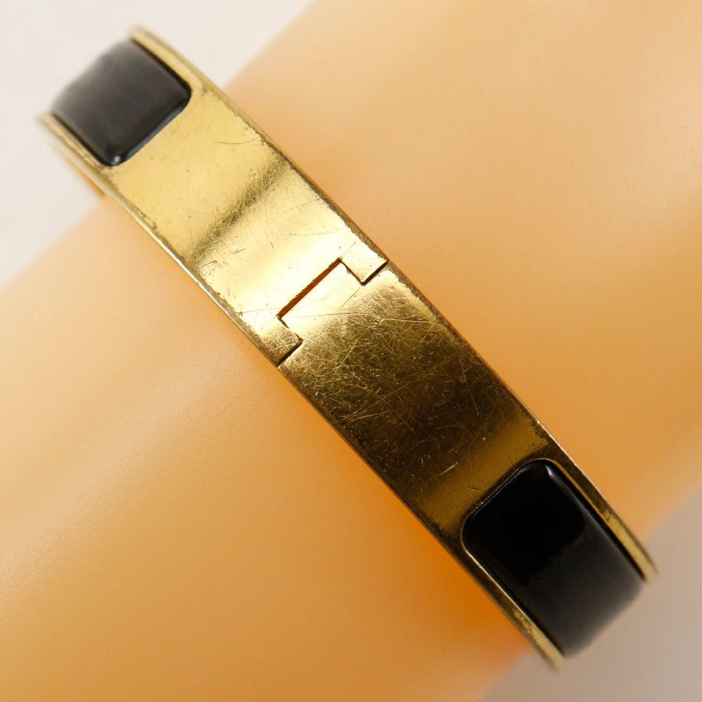 HERMES Bangle Plated Gold black Click H Women  d