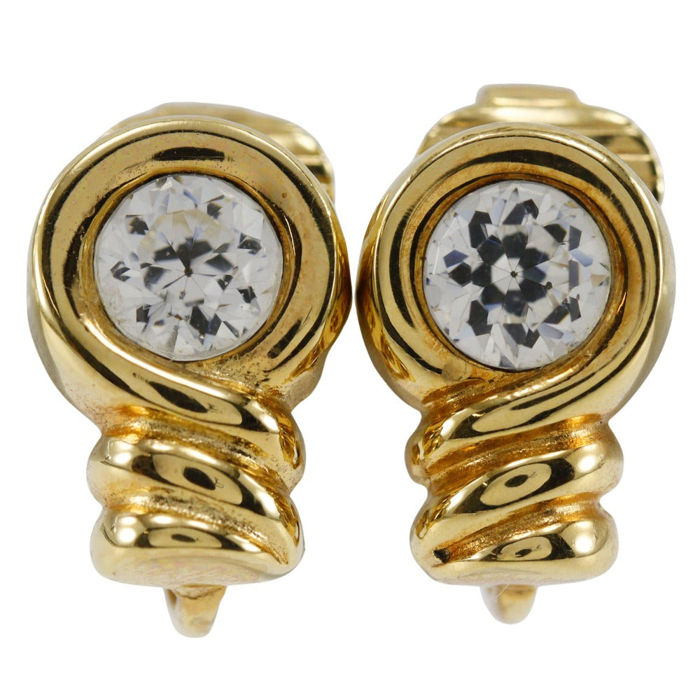 Dior   Gold Plated Rhinestone Earrings