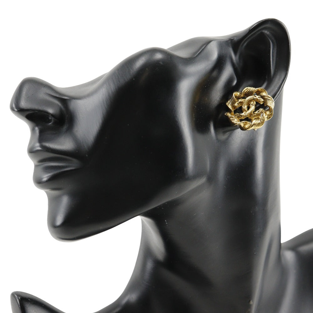 CHANEL Earring Plated Gold gold   Round COCO Mark