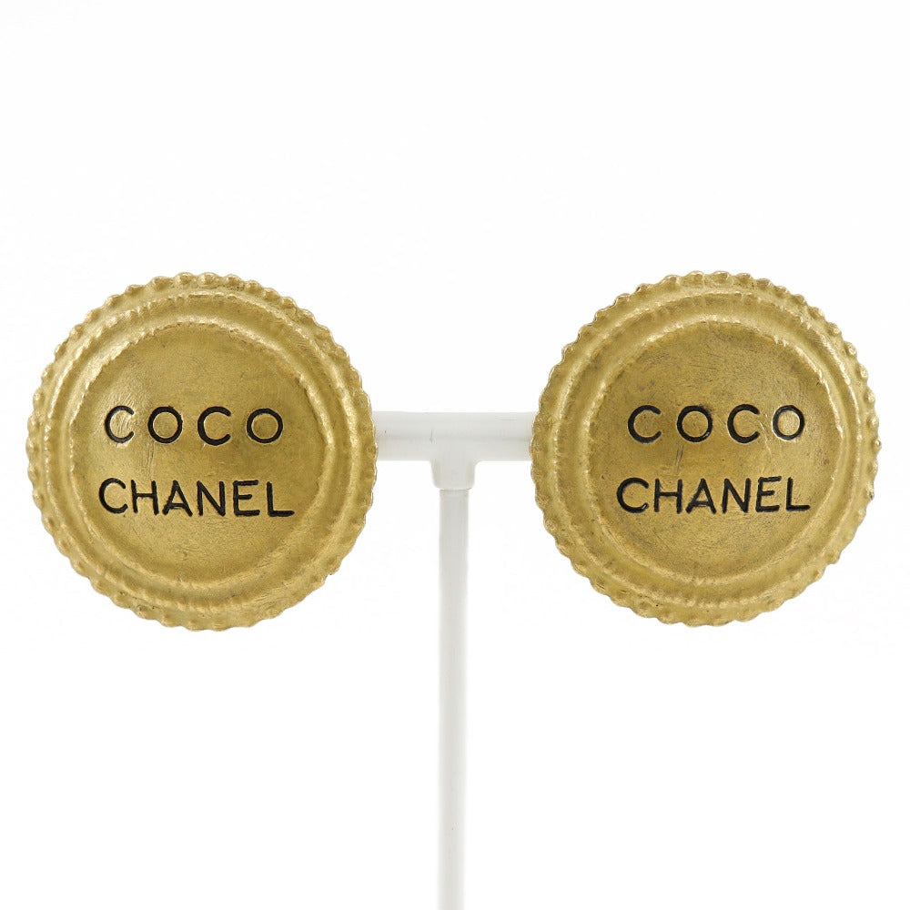 CHANEL Earring Plated Gold gold   COCO logo