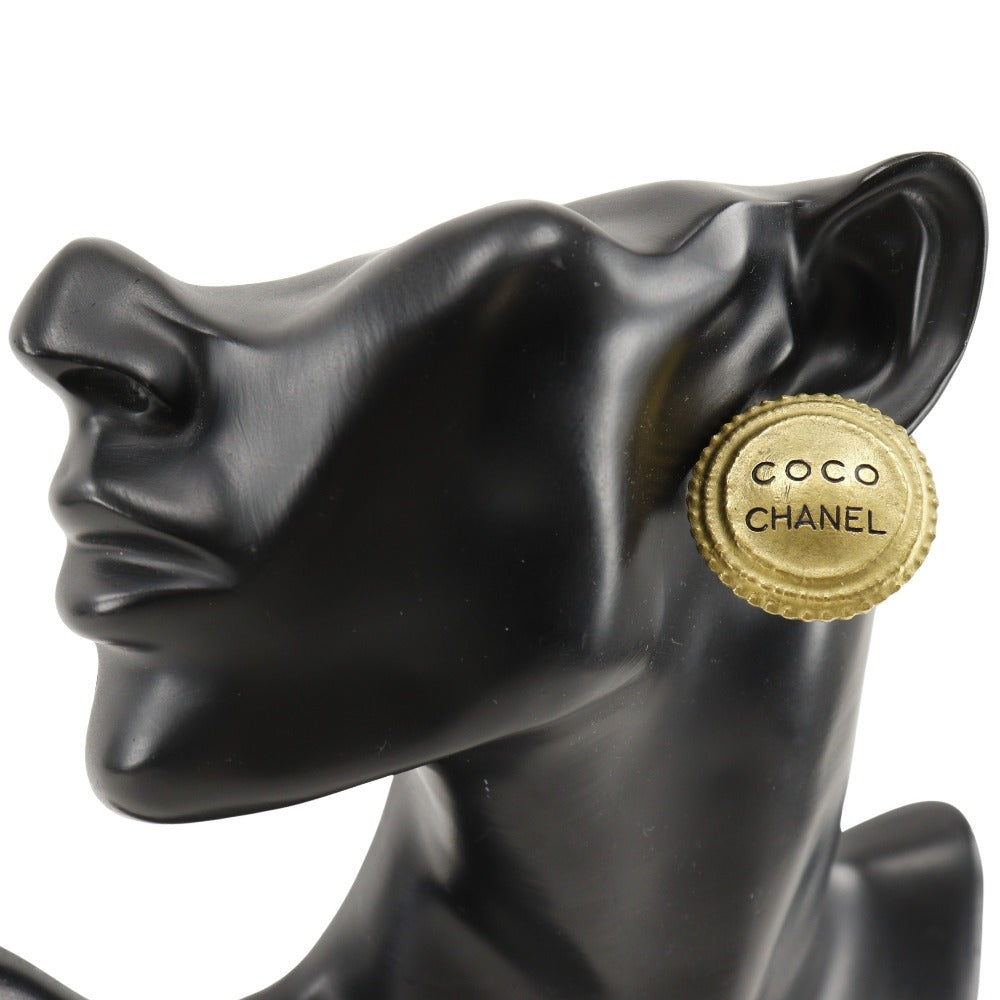 CHANEL Earring Plated Gold gold   COCO logo