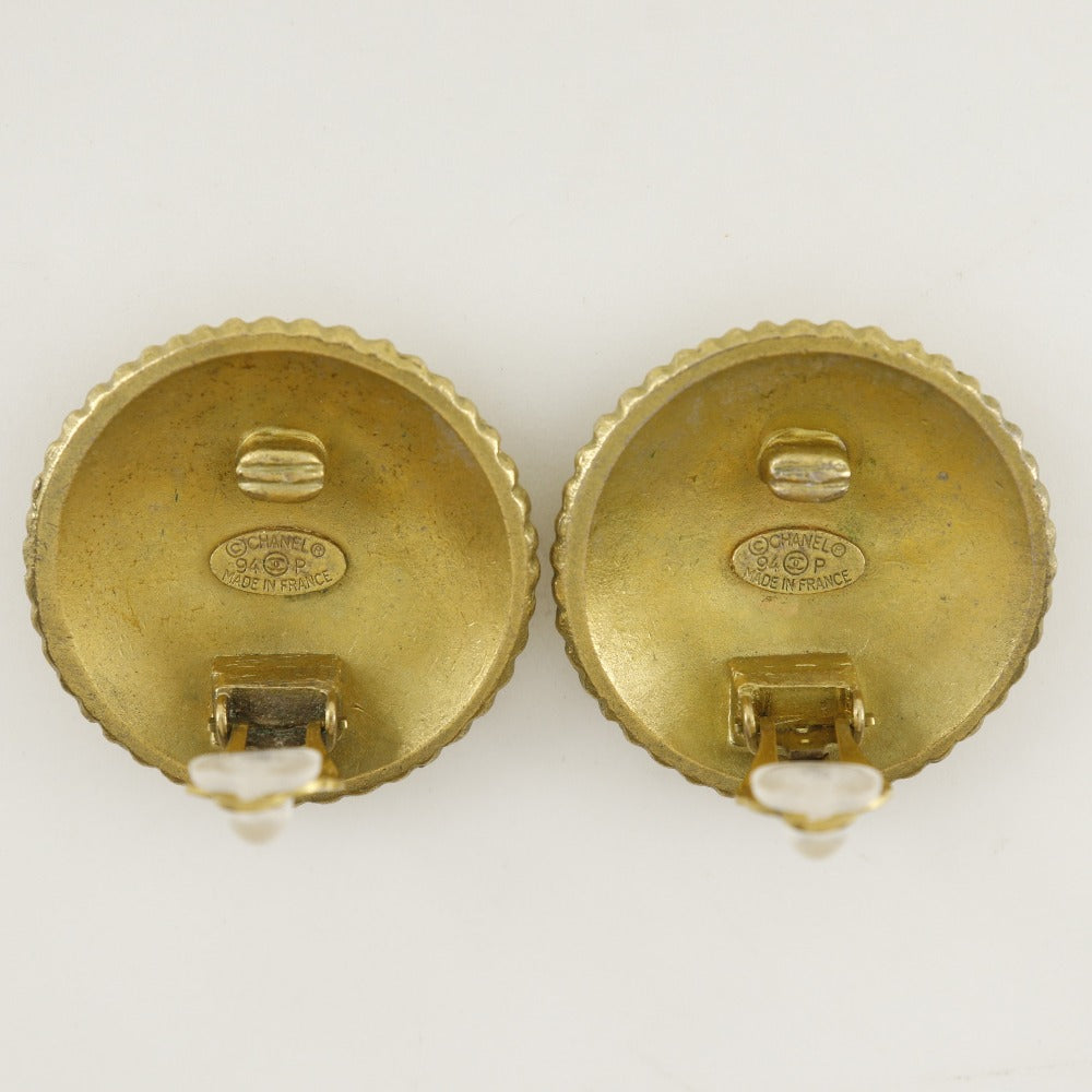 CHANEL Earring Plated Gold gold   COCO logo