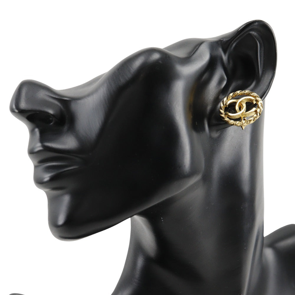 CHANEL Earring Plated Gold gold   COCO Mark