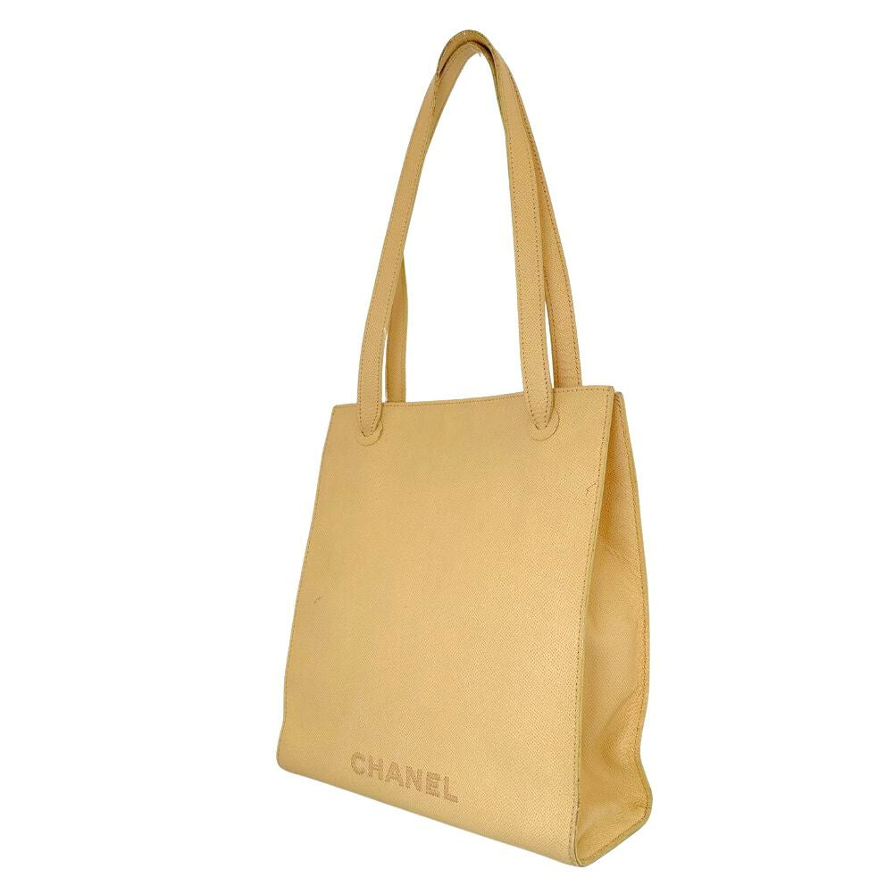 CHANEL Shoulder Bag leather yellow logo Women