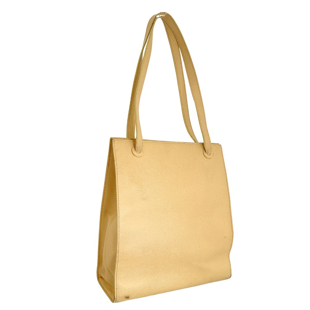 CHANEL Shoulder Bag leather yellow logo Women