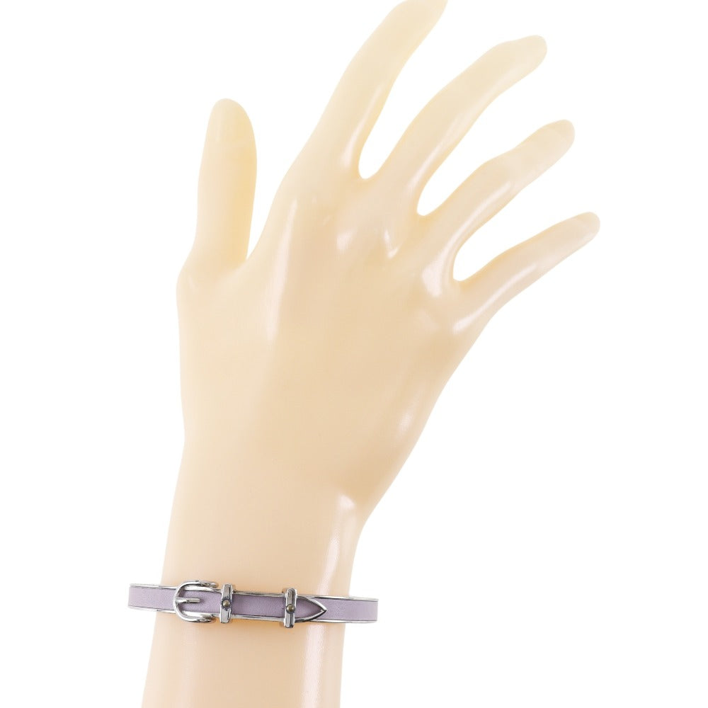 HERMES Bangle metallic Silver Belt motif Women  d
