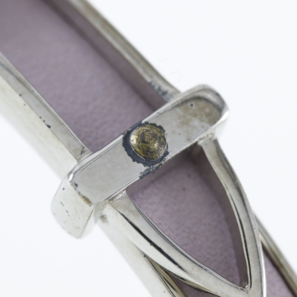 HERMES Bangle metallic Silver Belt motif Women  d