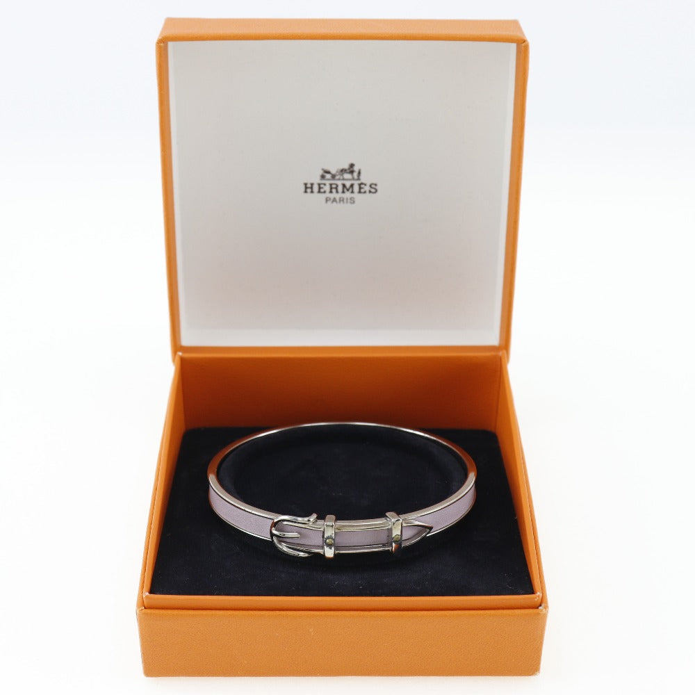 HERMES Bangle metallic Silver Belt motif Women  d