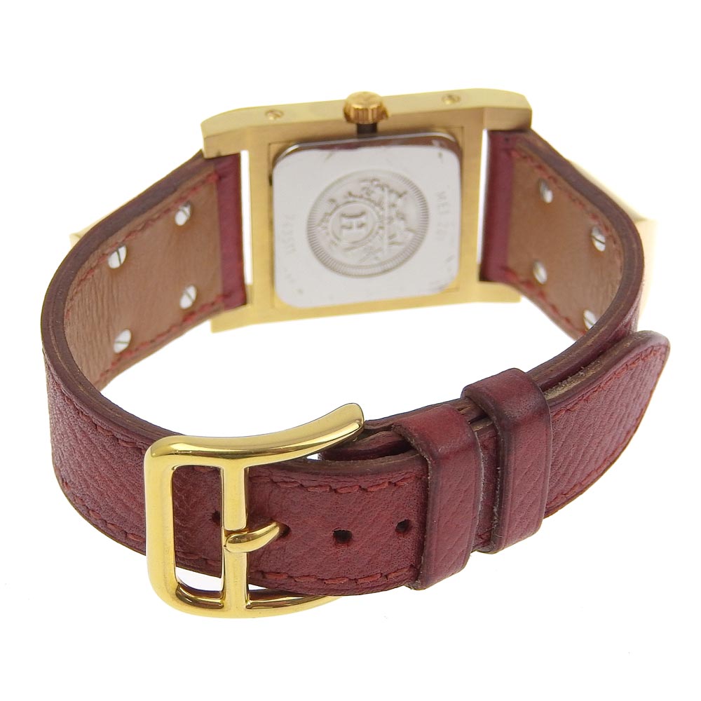 HERMES Watches Quartz ME1.201 Plated Gold , Leather wine-red Medor White dial Women  d