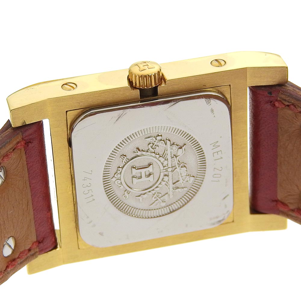 HERMES Watches Quartz ME1.201 Plated Gold , Leather wine-red Medor White dial Women  d