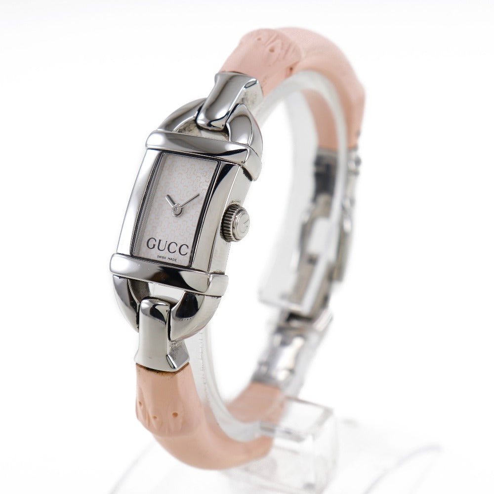 GUCCI Watches Quartz 6800L Stainless Steel, Rubber pink Bamboo White dial Women  d