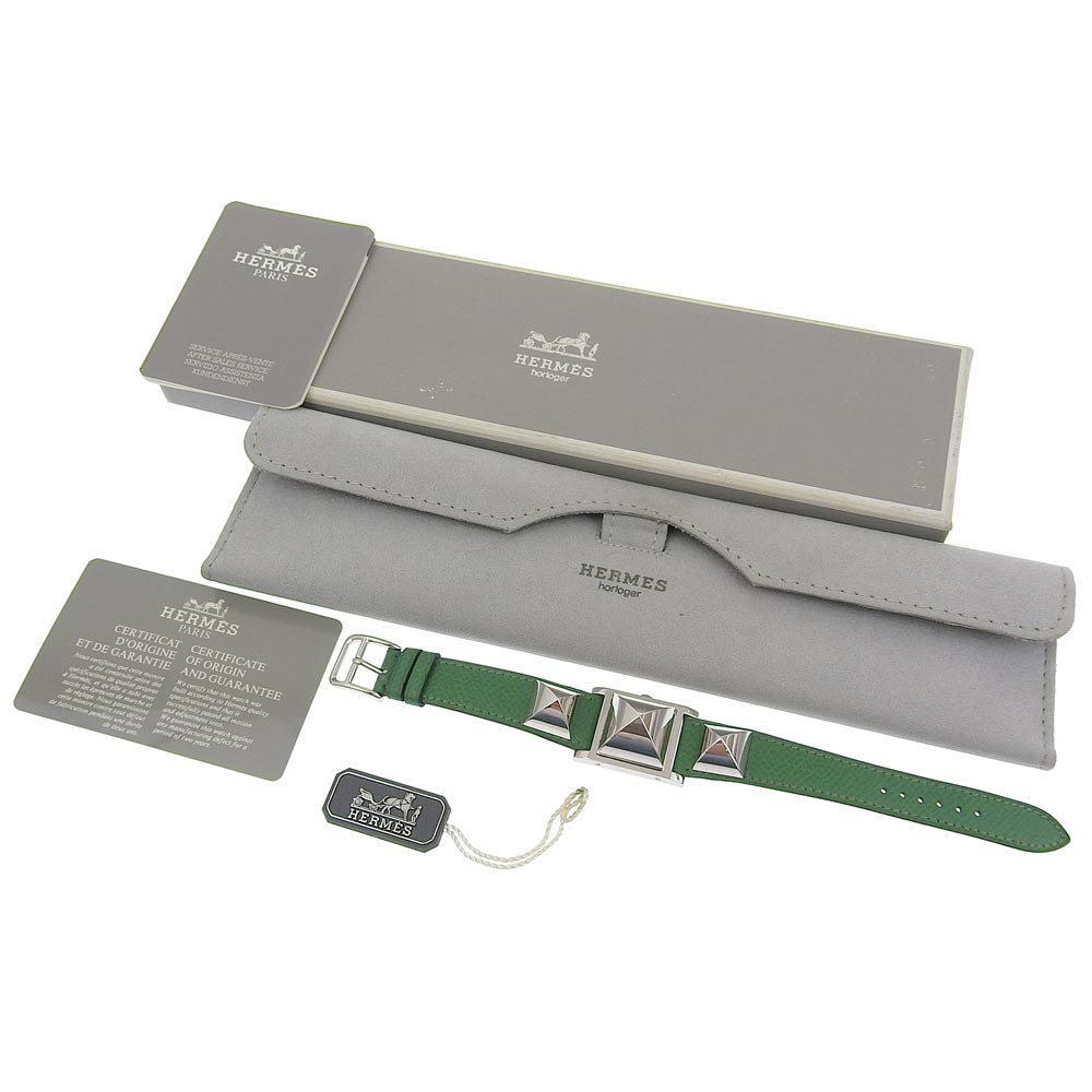 HERMES Watches Quartz ME1.250 Silver925 , Leather green Medor Silver dial Women  d