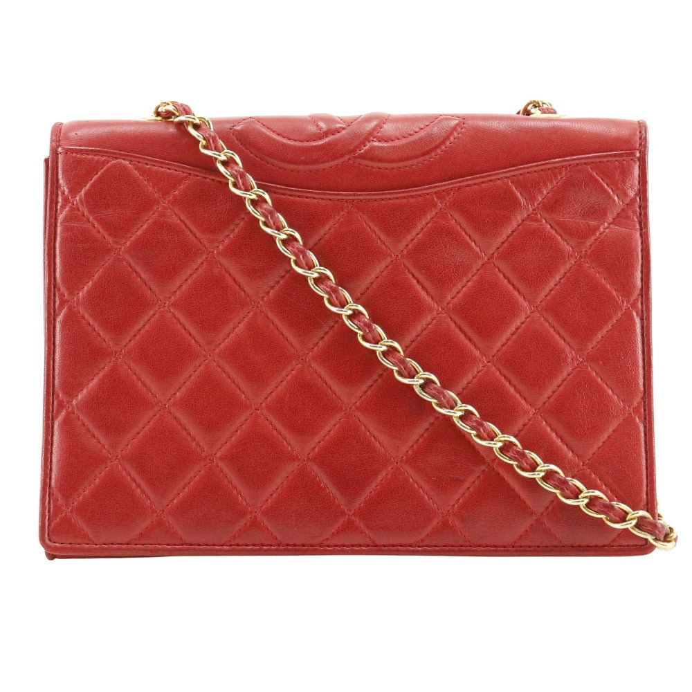 CHANEL Shoulder Bag lambskin Red   Matrasse COCO Mark ChainShoulder Women