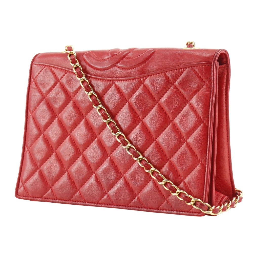 CHANEL Shoulder Bag lambskin Red   Matrasse COCO Mark ChainShoulder Women