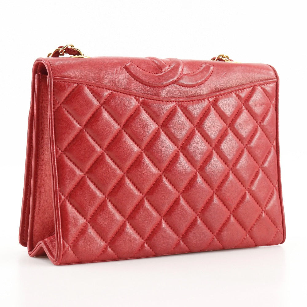CHANEL Shoulder Bag lambskin Red   Matrasse COCO Mark ChainShoulder Women
